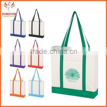 Non-woven Shopping Bag Front Pocket Custom Logo Printed Shopping Tote Bag With Handles