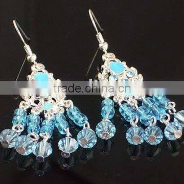 Fashion earring with blue bead pendant