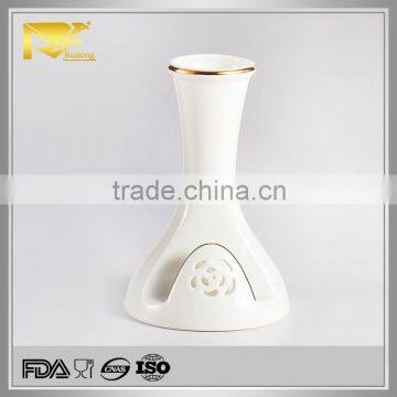 White gold rim flower vase stand, decoration vase, napkin ring with vase