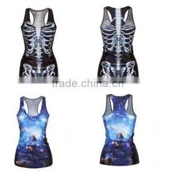 Women 3D Sky Graphic Printed Top Summer T-shirt Vest Camisole Tops