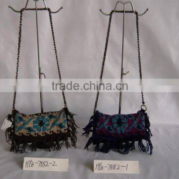 Mini Classic Cotton woven tassel hardware handle ladies fashion bags,handbags