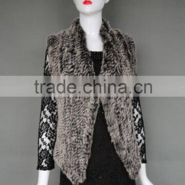 Wholesale Luxury Knitted Rabbit Fur Vest Real Rabbit Fur Sleeveless Gilet