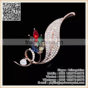 Suit Dress Decoration Simple Cute Crystal Leaf Valley Brooch