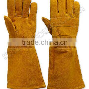 Yellow Safety Cow Split Leather Welding Gloves