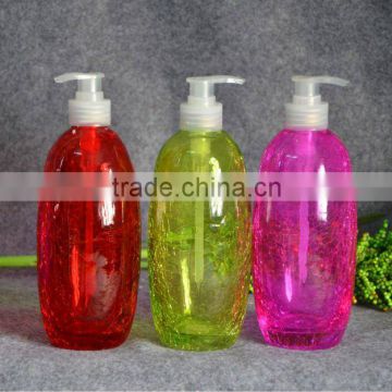 crackle glass lotion bottle