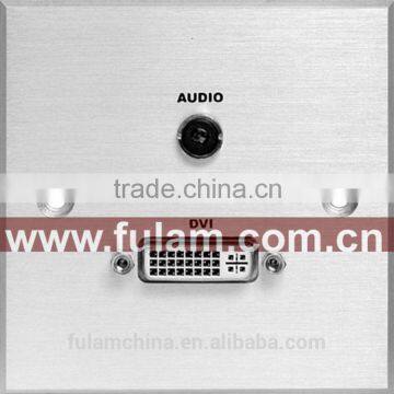 Smart home OEM 86 type brushed aluminum 3.5mm Audio Wall Plate socket