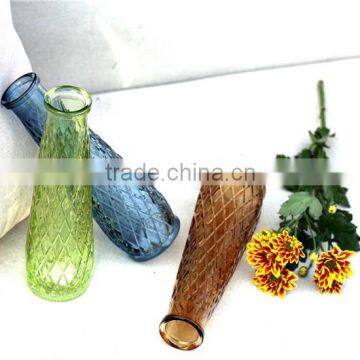 FREE SAMPLE small mouth colorful clear glass vases with gien check