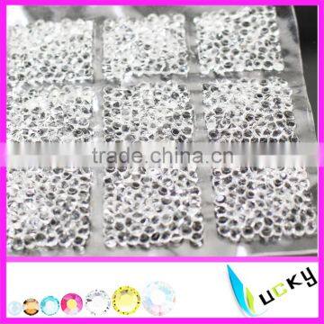 Wholesale popular fashion 22*22mm hot fix fur resin crystal transparent color , resin rhinestone mesh