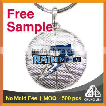 Free Sample_two sided printing basketball baseball metal keychain