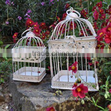 Wrought iron vintage white iron bird cages garden decoration