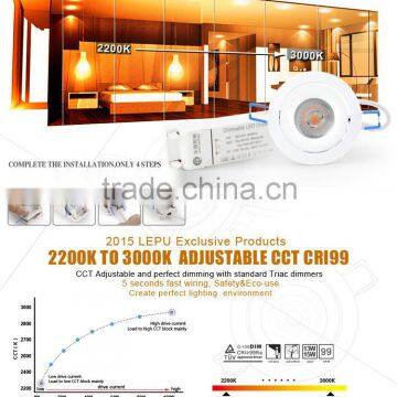 Petent Design Cob Downlight Ip44 CCT Adjustable 2000-2800k 83mm Cutout Work Well With Elko Dimmer 220v 110v photo-5