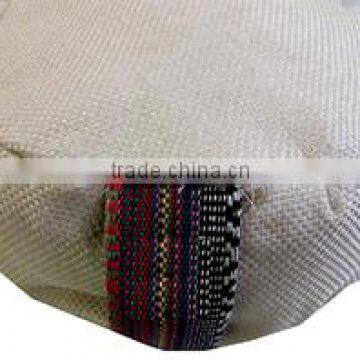 yoga meditation round zafu cushion with Buck wheat filling in jute with carry handle