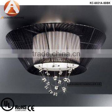 Black organza shade ceiling light crystal flush mount