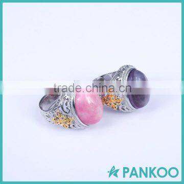 Facory Direct Sale 15*20mm 925 Sterling Silver Natural Stone Ring Jewelry