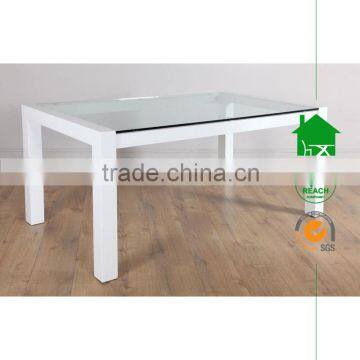 DT-2006 Modern Glass Top Wooden Frame Dining Table