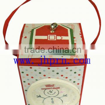 wholesale ribbon handle christmas gift boxes with small bell