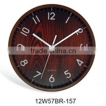 12 inch trendy art wall decorated wooden slient clock (12W57BR-157)