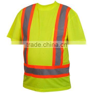 Yellow Hi Vis Short Sleeve Reflective Safety Shirt