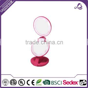 led small plastic cosmetic compact mirror with led light