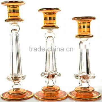 Handmade Egyptian Glass Candle holder - 3 pc set