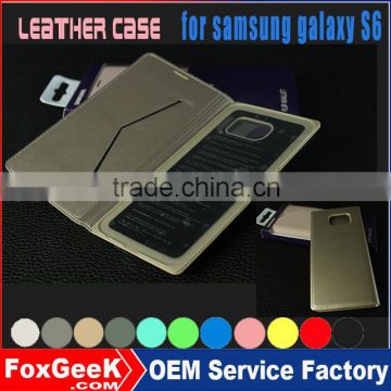 Good quality protective leather cover case for samsung galaxy S6 ,flip wallet for galaxy S6