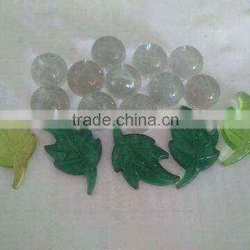 Decorative Clear Glass Marbles with Acrylic Leaves Mixed