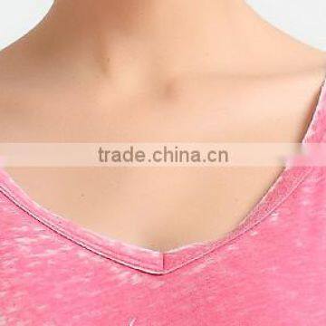Women Burnout V Neck T-shirt With Crystals photo-4