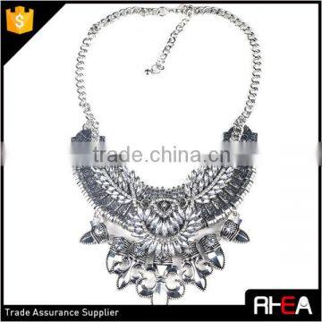 Boho Style Tibet Silver Feather Shape Alloy Necklace,Turkish Indian Alloy Necklace Statement Necklace photo-5