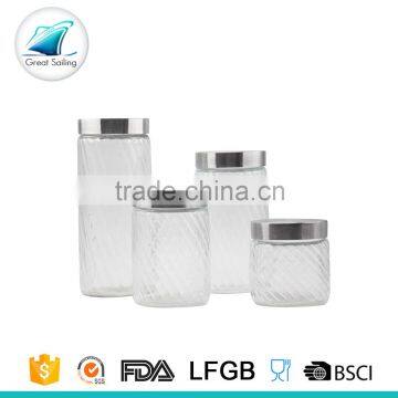 Four size round shape glass food storage jar