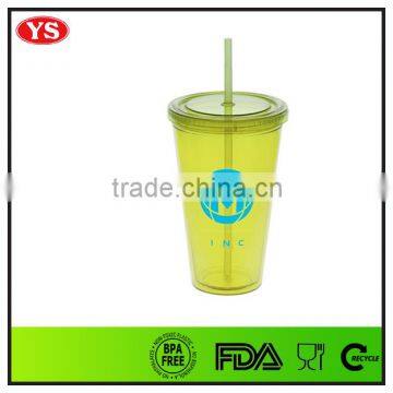 bpa free 16 ounce double wall plastic straw drinking cups