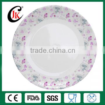 Alibaba china supplier cheap bulk porcelain dinner plate, customized hotel used round ceramic shallow dinner dish with artwork