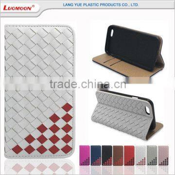 woven design card slot stand mobile phone case, pu leather case covers for zte axon phone