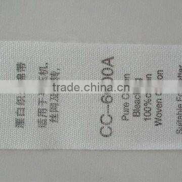 CC-6000A Cheap Pure Cotton Bleaching 100% Woven Cotton Label