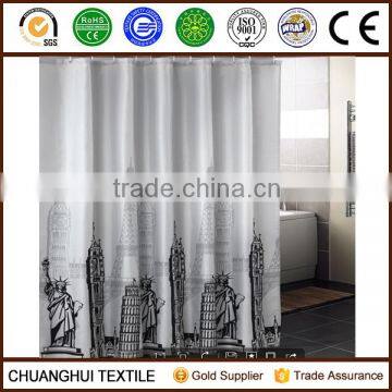 100% polyester European style the Statue of Liberty printed shower curtain