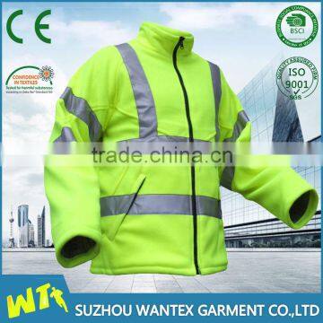 new hi vis yellow polar fleece reflective softshell jacket