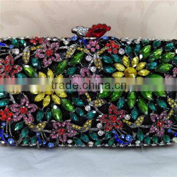 NICE flower Hot women fashion clutch colorful crystal stone evening bag FH25-1