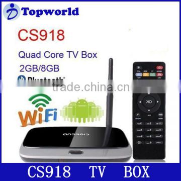 Factory Directly Sell Android 4.2 Quad Core A9 1.8Ghz 2GB RAM 8GB ROM/16GB 1080P CS918 RK3188 TV Box