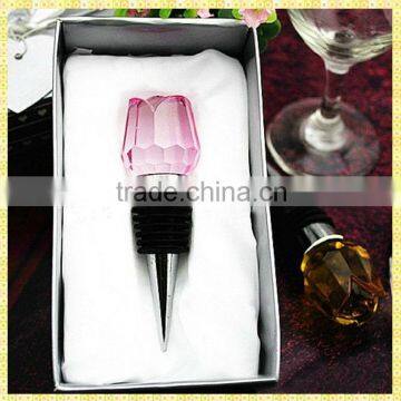 Imitation Pink Crystal Rose Wine Stoppers For Wedding Souvenirs