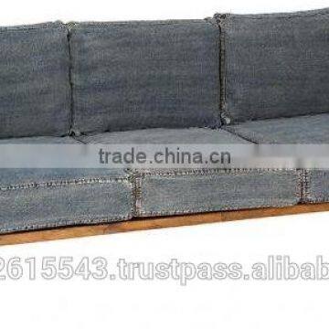 Industrial Denim sofa with wheels, Industrial sofa collection 3 seater Recycle Denim