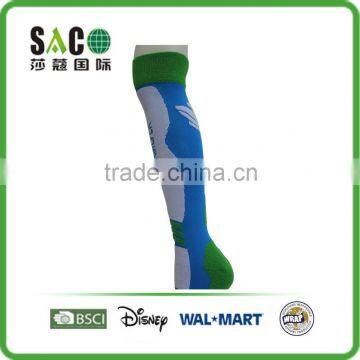 Simple White Blue Knee-high Sports Socks photo-3