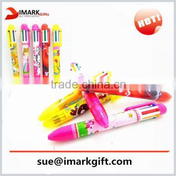 multicolor plastic ball pen with cartoon printing