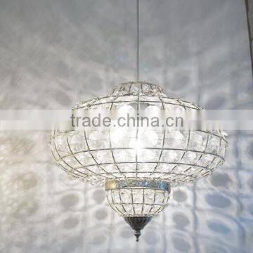 Iron Metal Shade Iron Crystal Beads Pendant Hanging Table Desk Lighting Lamp