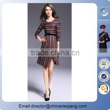 2016 fashion ladies designer stripes maxi dress casual stripes dress for women