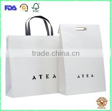 Fashionable White Kraft paper bag , Manufactory shopping bag