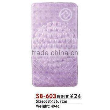 purple rectangular plastic anti slip floor mat with a dotted circle