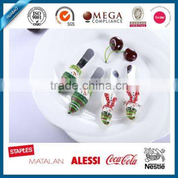 Top Quality Snow Man Design Christmas Products Butter Knife With Polyresin Head