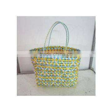 wholesale hand weaving PP plastic woven beach bag/ basket, food/fruit bag