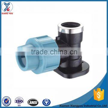 PP hdpe elbow wall plate plumbing compression pipe fitting adaptor