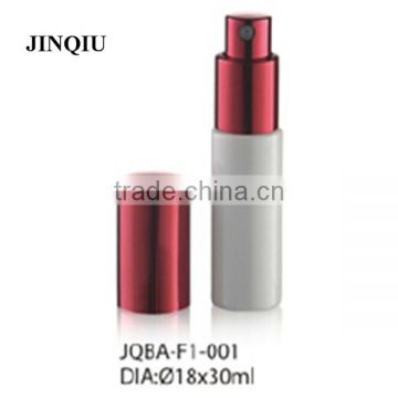 Refill perfume atomizer spray bottle,plastic cosmetic perfume spray bottle with red golden cap,30ml spray bottle