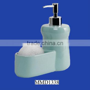 Blue Ceramic Kitchen Portable Soap Dispenser